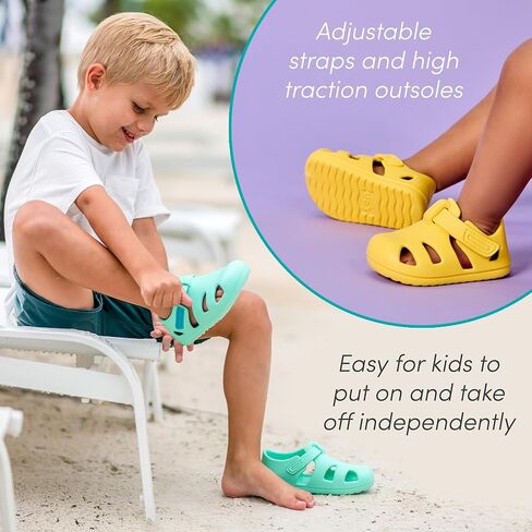 Ten Little Splash Sandals for Toddlers, Kids & Baby - APMA-Approved, Closed Toe, Adjustable Toddler Sandals for Boys & Girls - Flexible EVA, Lightweight, Quick Drying Water Shoes for Kids in Saudi Arabia