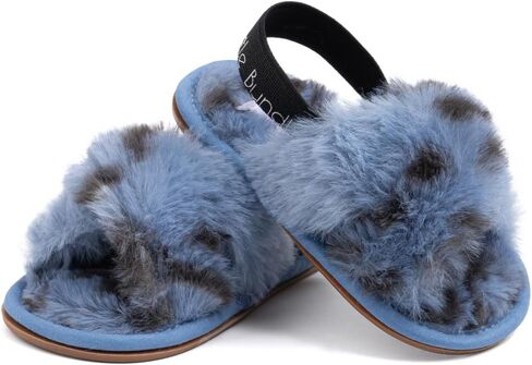 Macouba Little Bundles Baby Slippers 0-6, 6-12, 12-18 Months | Leopard print slippers - Fuzzy slippers for baby booties | Cozy, House Slippers for baby in Kuwait