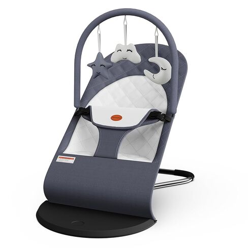 Portable Baby Bouncer Seat for Infants, 0-18 Months, 3 Modes of Use with Rocker & Stationary Options, Ergonomic Infant Chair with Hanging Toys – Grey in Kuwait