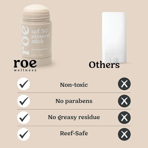 Roe Wellness- Baby Sunscreen Stick SPF 50 Roll-on Stick Clean Clean Malpenties Zinc Oxide | Face & Body UVA و UVB Protection للأطفال الصغار ، الأطفال حديثي الولادة in Saudi Arabia