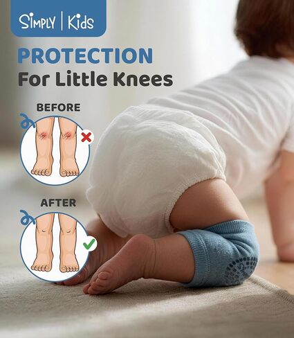 Simply Kids Baby Knee Pads for Crawling (5 Pairs) Stay-On Crawling Knee Pads for Infant 6-18 Months Rodilleras Para Bebe in Kuwait