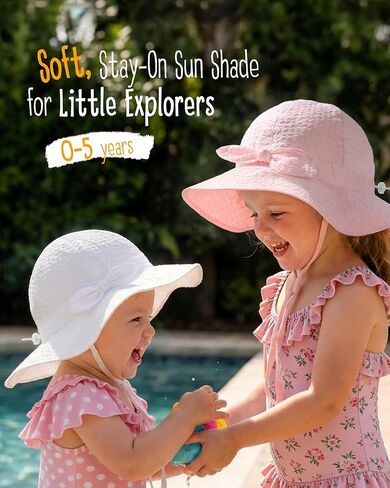 FURTALK 3 Pack Baby Sun Hat Toddler Beach Hat Girls UPF 50+ Wide Brim Infant Kids Summer Adjustable Sun Protection in Kuwait