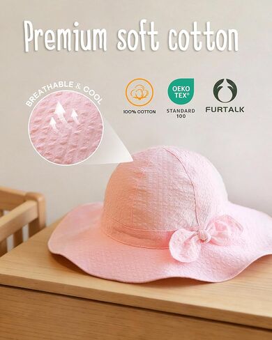 FURTALK 3 Pack Baby Sun Hat Toddler Beach Hat Girls UPF 50+ Wide Brim Infant Kids Summer Adjustable Sun Protection in Kuwait