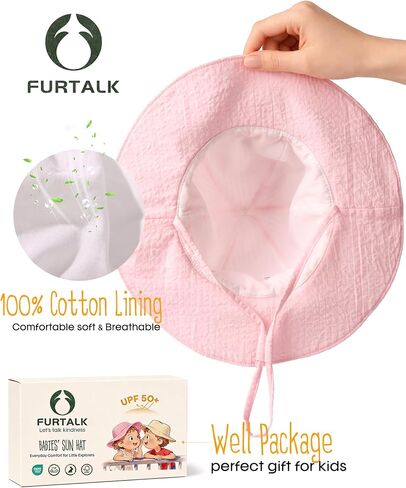 FURTALK 3 Pack Baby Sun Hat Toddler Beach Hat Girls UPF 50+ Wide Brim Infant Kids Summer Adjustable Sun Protection in Kuwait