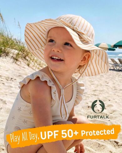 FURTALK 3 Pack Baby Sun Hat Toddler Beach Hat Girls UPF 50+ Wide Brim Infant Kids Summer Adjustable Sun Protection in Kuwait