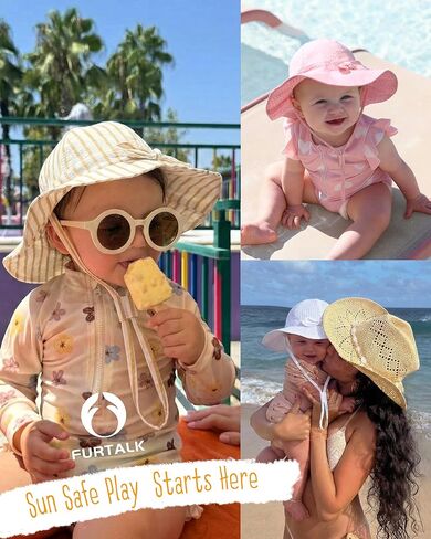 FURTALK 3 Pack Baby Sun Hat Toddler Beach Hat Girls UPF 50+ Wide Brim Infant Kids Summer Adjustable Sun Protection in Kuwait