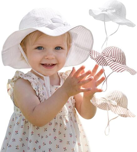 FURTALK 3 Pack Baby Sun Hat Toddler Beach Hat Girls UPF 50+ Wide Brim Infant Kids Summer Adjustable Sun Protection in Kuwait