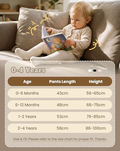 Century Star Baby Tights - Ribbed Cotton Toddler Leggings, Wide Waist & Diaper-Friendly Seamless Infant Stockings for 0-4T in Kuwait