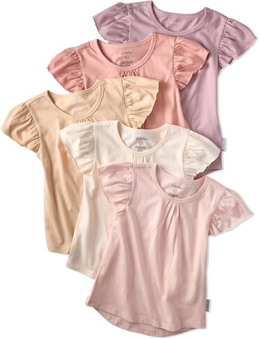 Butterblu Baby Girls' Rose 5-Pack Short Sleeve Ruffle T-Shirts​ 100% Organic Cotton for Girls in Kuwait