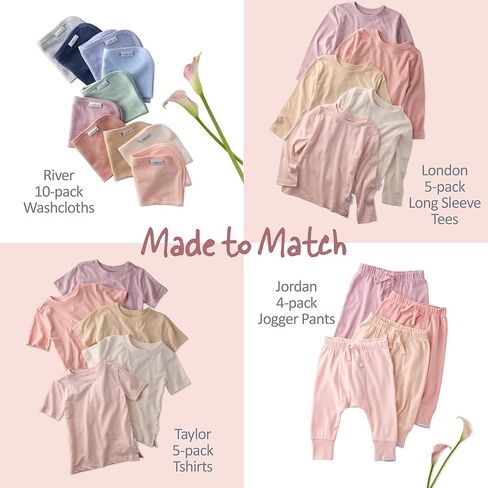 مجموعة تي شيرتات Butterblu Baby Girls' Rose مكونة من 5 تي شيرتات قصيرة الأكمام مكشكشة 100% من القطن العضوي للفتيات in Kuwait