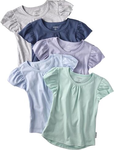 مجموعة تي شيرتات Butterblu Baby Girls' Rose مكونة من 5 تي شيرتات قصيرة الأكمام مكشكشة 100% من القطن العضوي للفتيات in Kuwait