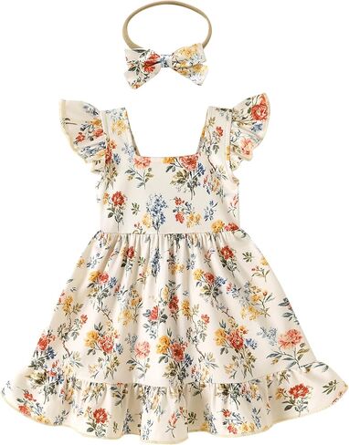 JEELLIGULAR Baby Girl Dresses Strawberry Sundress Toddler Infant Summer Clothes with Cute Bow Headband Playwear Outfits 3-24M in Kuwait