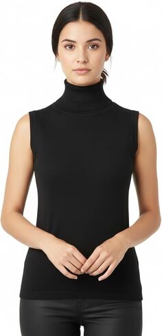 Women‘s Sleeveless Turtleneck Vest, Sleeveless Turtleneck Tops for Women, Rib-Knit Pullover Sweater Top, Soft Breathable in Kuwait