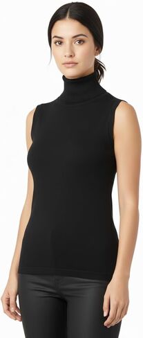 Women‘s Sleeveless Turtleneck Vest, Sleeveless Turtleneck Tops for Women, Rib-Knit Pullover Sweater Top, Soft Breathable in Kuwait