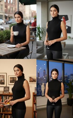 Women‘s Sleeveless Turtleneck Vest, Sleeveless Turtleneck Tops for Women, Rib-Knit Pullover Sweater Top, Soft Breathable in Kuwait