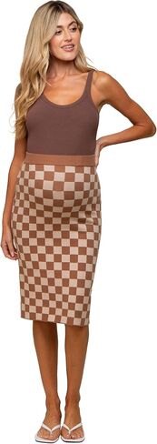 PinkBlush Checkered Knit Maternity Skirt in Kuwait
