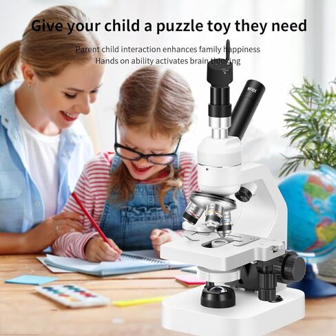 Microscope 40x-2000 مرة التكبير ، مصابيح LED العلوية والسفلية ، مرحلة الطبقة المزدوجة ، طلاب المدارس الأولية والثانوية ، المجهر المركب للأطفال (العدسة الإلكترونية WiFi) in Saudi Arabia