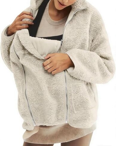 Maternity Fleece Coat,Women's Fleece Zip Up 2 In 1 Wearing Jacket Maternity,Spring Sweatshirt,Thickened Kangaroo ﻿ ﻿ in Kuwait