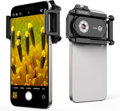 APEXEL 200X Phone Microscope Lens, Nano Zoom Phone Micro Lens for iPhone Android with LED Light CPL Universal Clip, Nanozoom Mini Pocket Digital Microscope, Portable Smartphone Macro Lens Camera in Kuwait