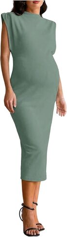 OYOANGLE Women's Maternity Cap Sleeve Pregnancy Bodycon Midi Dresses | Dolman Sleeve, Work Office Baby Shower Cocktail, Formal, Photoshoot, Elegant Wedding Guest Outfits in Saudi Arabia