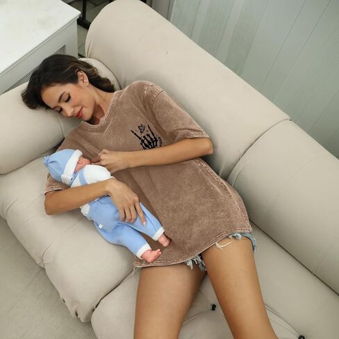 Nursing Shirts for Breastfeeding Zipper Maternity Summer Shirt for Women Motherhood Breast Feeding Friendly Tops(Coffee,2XL) in Kuwait