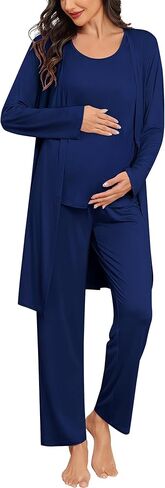 SWOMOG Women Maternity Nursing Robe Set 3 PCS Labor Delivery Breastfeeding Pajama Postpartum Pjs for Hospital Pregnancy in Saudi Arabia