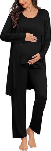 SWOMOG Women Maternity Nursing Robe Set 3 PCS Labor Delivery Breastfeeding Pajama Postpartum Pjs for Hospital Pregnancy in Saudi Arabia
