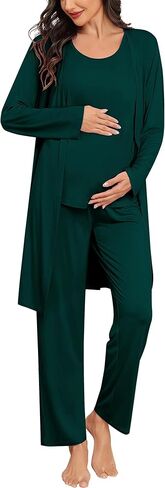 SWOMOG Women Maternity Nursing Robe Set 3 PCS Labor Delivery Breastfeeding Pajama Postpartum Pjs for Hospital Pregnancy in Saudi Arabia