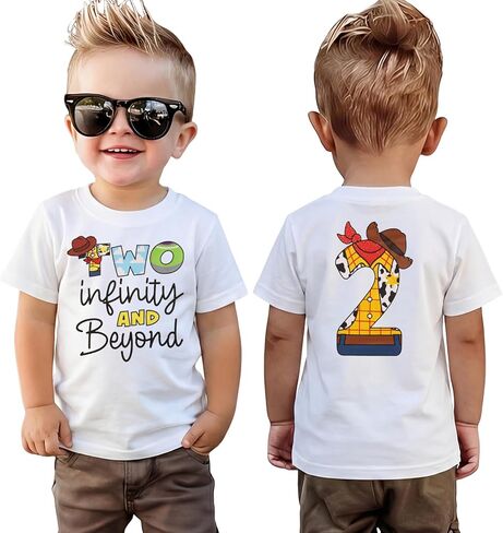 GLIGLITTR 2nd Birthday Shirt Boy Two Infinity Tshirt 2 Year Old Toddler Boy Second Bday Party Outfit Cartoon Short Sleeve Top in Kuwait