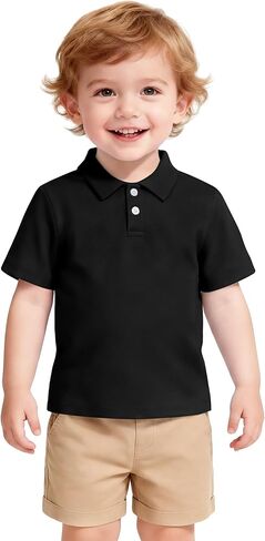 Toddler Boys Shorts Sleeve Polo Shirts Soild Color School Uniform Tops Baby Boy Summer Clothes 18M-5T in Kuwait