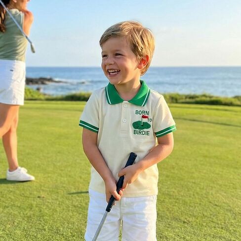 BULINGNA Toddler Baby Boy Summer Golf T-Shirt Top Waffle Knit Short Sleeve Turn Down Collar Polo Shirt 1-5T in Saudi Arabia