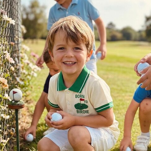 BULINGNA Toddler Baby Boy Summer Golf T-Shirt Top Waffle Knit Short Sleeve Turn Down Collar Polo Shirt 1-5T in Saudi Arabia