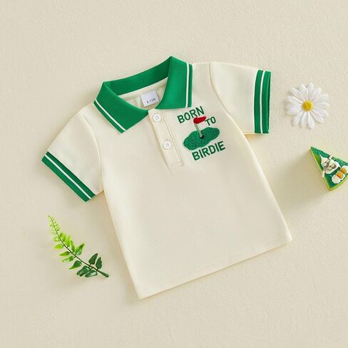 BULINGNA Toddler Baby Boy Summer Golf T-Shirt Top Waffle Knit Short Sleeve Turn Down Collar Polo Shirt 1-5T in Saudi Arabia