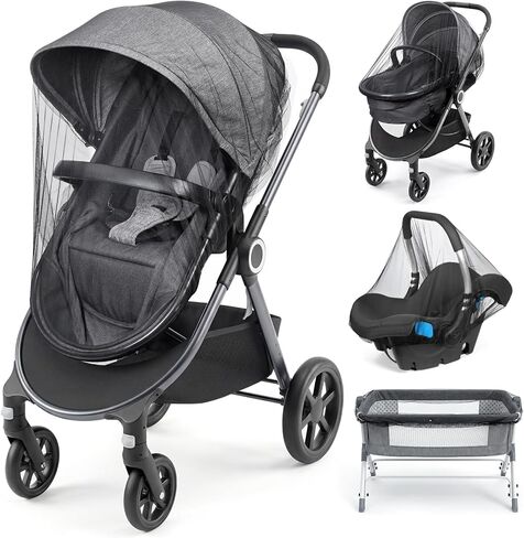 Orzbow 3 Pack Mosquito Net for Stroller | Universal Baby Mosquito Net for Strollers, Car Seats, Bassinets, Cradles, Playards, Pack N Plays and Mini Cribs, Baby Summer Travel Essentials, Black in Saudi Arabia