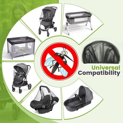 Orzbow 3 Pack Mosquito Net for Stroller | Universal Baby Mosquito Net for Strollers, Car Seats, Bassinets, Cradles, Playards, Pack N Plays and Mini Cribs, Baby Summer Travel Essentials, Black in Saudi Arabia