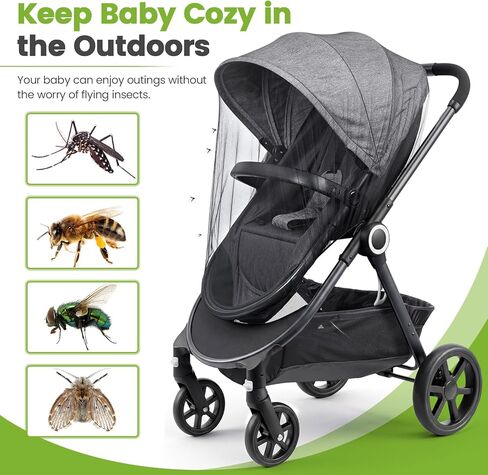 Orzbow 3 Pack Mosquito Net for Stroller | Universal Baby Mosquito Net for Strollers, Car Seats, Bassinets, Cradles, Playards, Pack N Plays and Mini Cribs, Baby Summer Travel Essentials, Black in Saudi Arabia