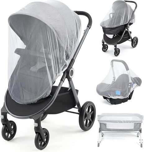 Orzbow 3 Pack Mosquito Net for Stroller | Universal Baby Mosquito Net for Strollers, Car Seats, Bassinets, Cradles, Playards, Pack N Plays and Mini Cribs, Baby Summer Travel Essentials, Black in Saudi Arabia