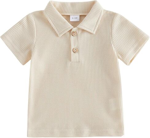 BULINGNA Toddler Baby Boy Summer Golf T-Shirt Top Waffle Knit Short Sleeve Turn Down Collar Polo Shirt 1-5T in Saudi Arabia