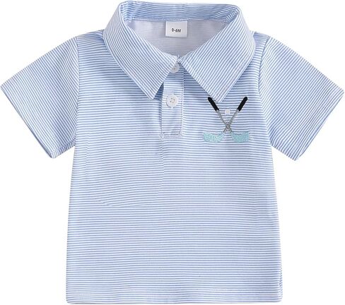 BULINGNA Toddler Baby Boy Summer Golf T-Shirt Top Waffle Knit Short Sleeve Turn Down Collar Polo Shirt 1-5T in Saudi Arabia