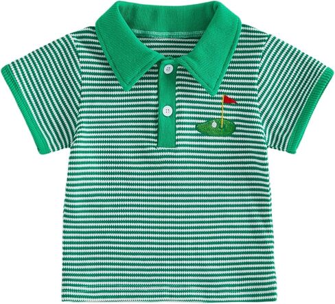BULINGNA Toddler Baby Boy Summer Golf T-Shirt Top Waffle Knit Short Sleeve Turn Down Collar Polo Shirt 1-5T in Saudi Arabia