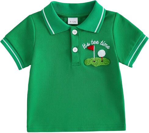 BULINGNA Toddler Baby Boy Summer Golf T-Shirt Top Waffle Knit Short Sleeve Turn Down Collar Polo Shirt 1-5T in Saudi Arabia