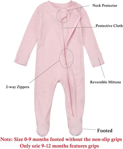 Aablexema Baby Footie Pajamas with Mittens - 3Pcs Infant Cotton Footed One Piece Sleepwear Outfits in Kuwait