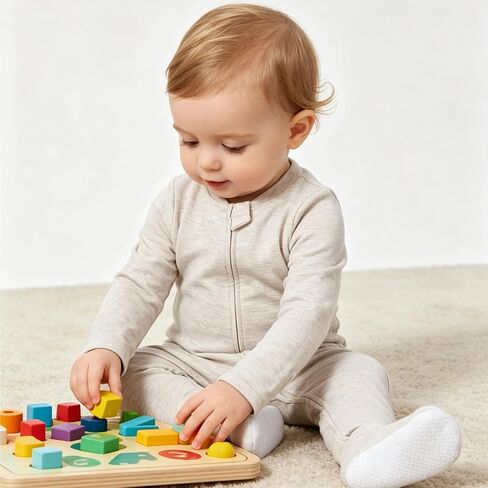 Aablexema Baby Footie Pajamas with Mittens - 3Pcs Infant Cotton Footed One Piece Sleepwear Outfits in Kuwait