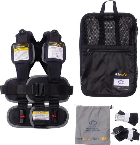 RideSafer Travel Vest Gen 6 - صغير (26.5-50 رطلاً) - أسود - مقعد سيارة آمن للأطفال خفيف الوزن ومحمول للسفر وتأجير السيارات ومشاركات الركوب in Kuwait