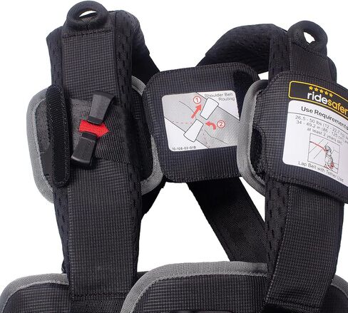 RideSafer Travel Vest Gen 6 - صغير (26.5-50 رطلاً) - أسود - مقعد سيارة آمن للأطفال خفيف الوزن ومحمول للسفر وتأجير السيارات ومشاركات الركوب in Kuwait