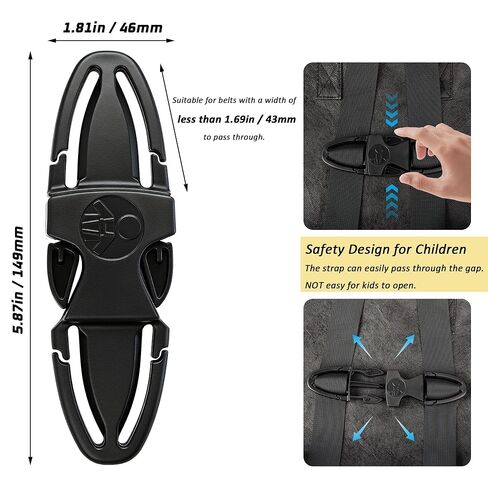 Universal Child Seat Chest Harness Clip, Anti-Escape Seat Buckle Guard Clip Lock, Safety Buckle Lock Replacement for Kids Trend Adjustable Guard, for Stroller (1 Pcs, Black) in Kuwait