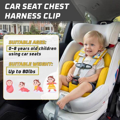 Universal Child Seat Chest Harness Clip, Anti-Escape Seat Buckle Guard Clip Lock, Safety Buckle Lock Replacement for Kids Trend Adjustable Guard, for Stroller (1 Pcs, Black) in Kuwait