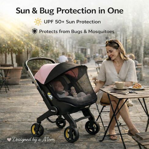 Doona Car Seat Sun Shade Extension, Baby Car Seat Sun Cover Canopy Extender, Infant Stroller Sunshade with UV Protection, Breathable Mesh Bug Net, Newborn Travel Shade in Kuwait
