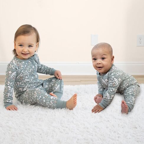 The Peanutshell 2-Pack Sleep and Play Baby Girl Clothes, Soft Cotton Footless Pajamas, Boho Meadow in Kuwait