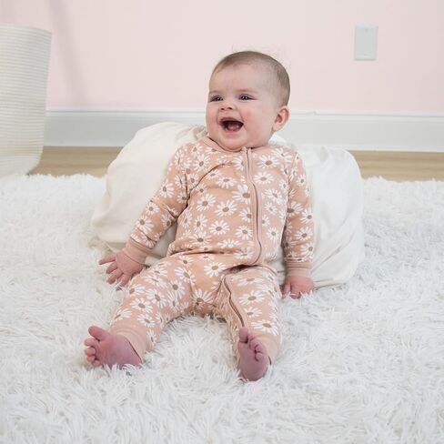 The Peanutshell 2-Pack Sleep and Play Baby Girl Clothes, Soft Cotton Footless Pajamas, Boho Meadow in Kuwait